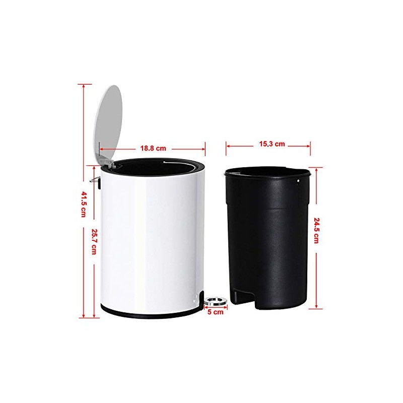 FurnitureXtra™ Modern Style Powder Coated Soft Close Pedal Bin, Plastic