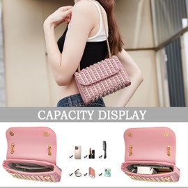 BBTT.ful Shoulder Bags Crossbody Bag Purses Handbags Crystals Rhinestone Evening Bag for Women Clutch Purse with Chain, Style 2: Pink