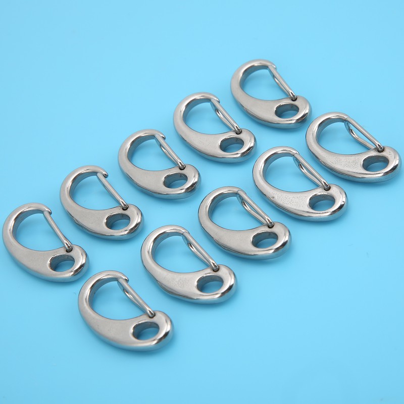 10pcs 50mm Heavy Duty Snap Rope Hook Stainless Steel Spring