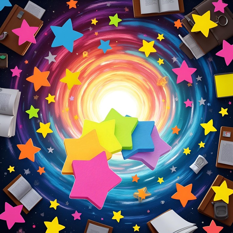 6 Color Star Shape Sticky Notes, 240 Sheets Star Shape