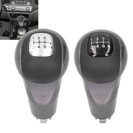 Perilla de Cambio de Marchas para Coche, 6 Velocidades, Plateada, Manual, Plástico, Metal, Cuero Artificial, a Prueba de Polvo, Palanca 54102 SNA A01, Apto para Modelos para para