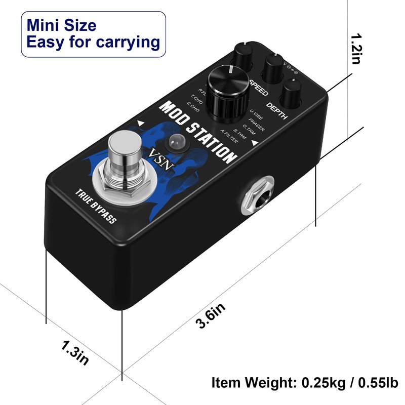 VSN Modulation Pedal for Electric Guitar Pedal Boards, 11 Effects