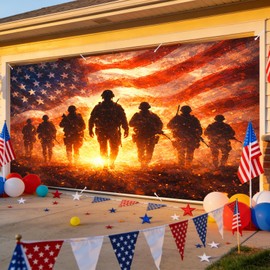 Patriotic Garage Door Cover Banner 6x13ft Polyester
