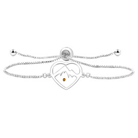 JunyiDIY Heart-shaped Mountain Mustard Seed Charm Adjustable Bracelet Silver Box Chain for BFF Daughters Religious Faith Gifts