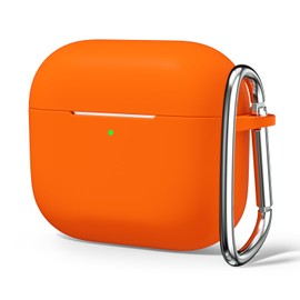 Oakxco for Airpods 4 Case Silicone, Cute Girly Hard Shell Airpods 4th Generation Case with Keychain, Colorful Rubber Gel Soft TPU Plastic Trendy Aesthetic Airpods Cover for Women Men, Neon Orange