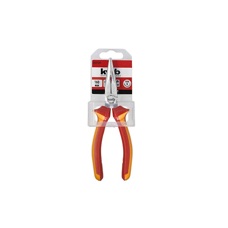 kwb VDE 392120 Flat Round Pliers/Flat Pliers 160 mm According