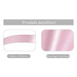 Pink Satin Ribbon 3/8 Inch x 25 Yards, Solid Color Fabric Ribbon for Gift Wrapping, DIY Crafts, Hair Bows Making, Wreaths, Christmas Ornaments, Wedding Party Decoration and Sewing Projects