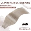 Hetto Clip in Hair Extensions Real Human Hair Platinum Blonde