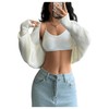 Milumia Women's Open Front Sweater Shrug Lantern Long Sleeve Crop