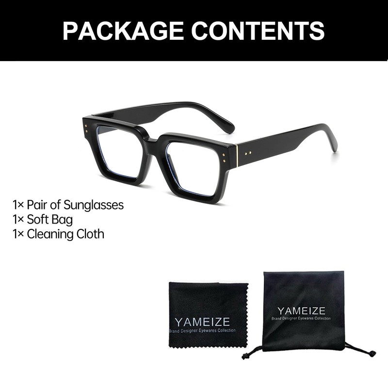 YAMEIZE Rectangular Blue Light Blocking Glasses for Women Men Classic
