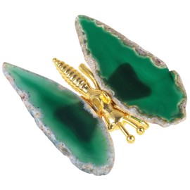 Amogeeli Crystal Agate Butterfly Figurine Home Decoration, Healing Geode Agate Stone Slice Butterfly for Wedding Party, Green