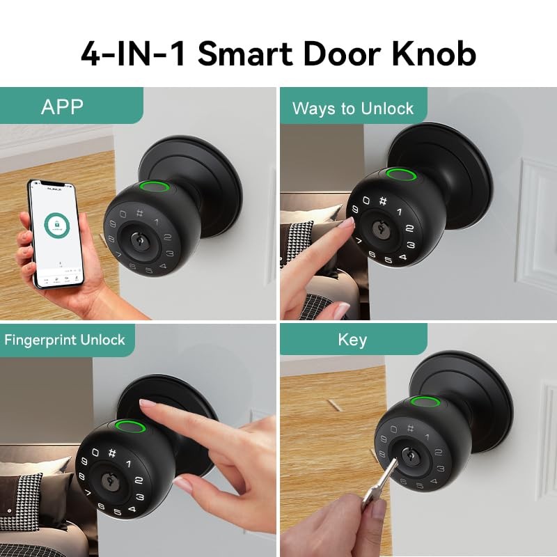 Fingerprint Door Lock,4 in 1 Smart Door Knob with Keypad