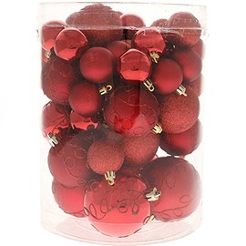 WeRChristmas Shatterproof Deluxe Christmas Tree Baubles, 50-Piece - Red