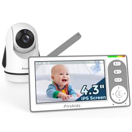 Firskids Baby Monitor - 1000ft Long Range Baby Monitor with Camera and Audio No WiFi, Built in 3500mAh Battery,Auto Night Vision, Temperature, 2-Way Talk, 8 Lullabies, 4.3'' Screen