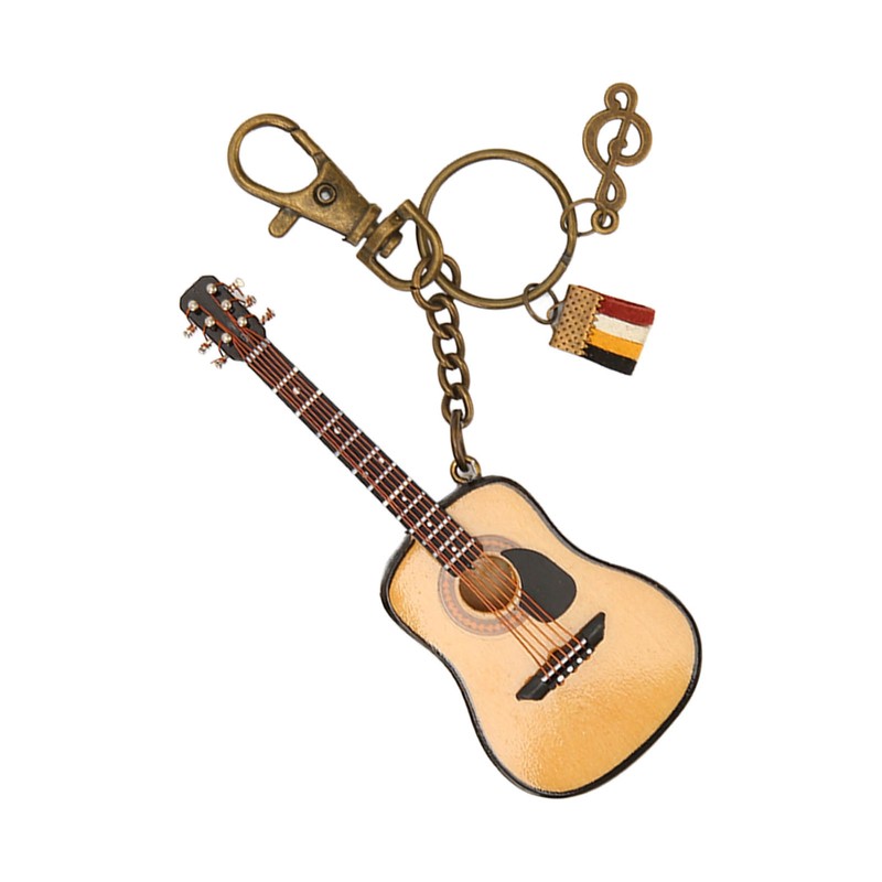 Mini Guitar Model Keychain Function Smoothing Wood Rich Details Miniature