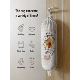 Hglian Grocery Plastic Bag Holder and Dispenser Cute Plastic bags Organizer Garbage Shopping Trash bags Storage Container Bee Daisy Farmhouse Kitchen Décor-Home is Where Your Honey is