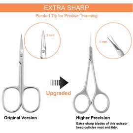  THRAU Premium Manicure Scissors Multi-purpose Stainless Steel Cuticle Trimmer Beauty Grooming Kit for Nails, Eyebrows, Eyelashes, Dry Skin