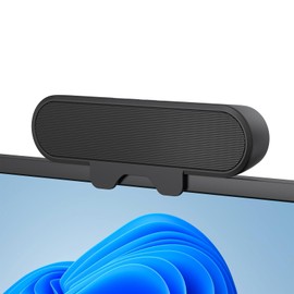 Inwa Computer Speakers for Desktop PC, USB Monitor Speaker Bar with Clip-On, Wired Desk Speakers with HD Stereo Loud Sound, Laptop Speaker Mini Sound Bar, Easily Clamps to Monitor