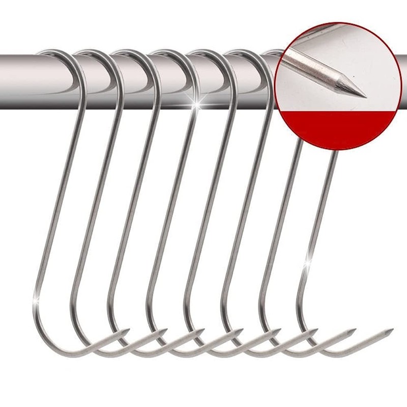 MUFEDAT 20Pcs 5.1inch Stainless Steel Meat Hooks, SUS304, S-shaped, 13CM,