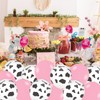 Whaline 50Pcs Cow Balloons with White and Pink Ribbons Pink