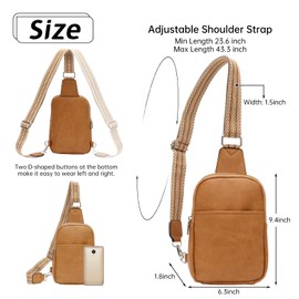 Ovida Sling Bag for Women Vegan Leather Crossbody Fanny Pack Trendy Sling Chest Bag Purse with Adjustable Guitar Strap for Travel(Camel)