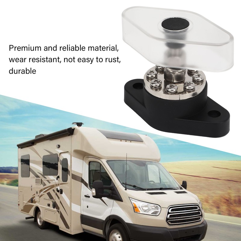 Distribution Stud Junction Post Black 3/8in 300A with Transparent Cover