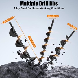 71CC Gas Powered Post Hole Digger Borer 2 Stroke Engine Earth Auger Post Hole Digger with 3 Drill Bits (4" 6" 8"), Fence Ground Drill Tool Digging Machine for Farm Garden Plant