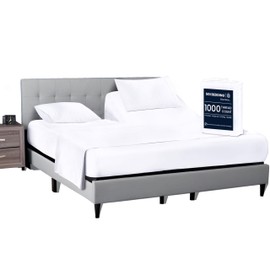 SGI bedding 28" Cal King Split Top Flex Head Sheet 100% Egyptian Cotton Sheet Set 1000 Thread Count Flex Top Sheet for Adjustable Bed 4Pc Sheet Set 15" Deep Pocket for Sleep Number Bed - White