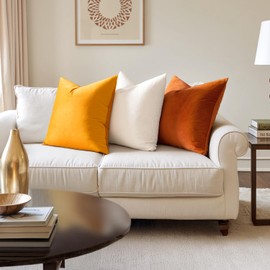 MIULEE 24x24 Inch Euro Sham Velvet Pillow Covers, Set of 2 Fall Decor Large Pillows -Burnt Orange Super Soft Home Decor for King Bed, Sofa, Couch, Accent Chairs with Hidden Zipper