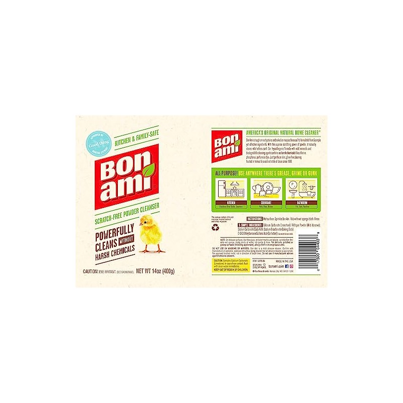 Bon Ami Polishing Cleanser Powder, 14 Ounces, Sold as 5