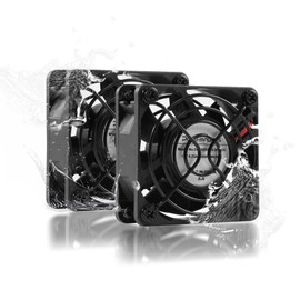 60mm 12V DC Waterproof IP68 Dual Ball High-Speed Computer Cooling Fan for Car Amplifier, Electronics Devices and Cabinet Ventilation - 60x60x25mm 5600RPM 2-Pack