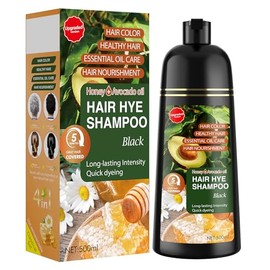 XYZCREATIVE Black Hair Dye Shampoo 3 in 1 for Women & Men 100% Gray Hair Coverage - Herbal Ingredients Natural Plant Hair Color - Hair Dye in Minutes 500ML