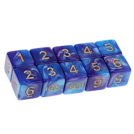 Yourandoll Pack of 10 Polyhedral Dice D6 Dice Game Dice for DND RPG Table Games (Blue Purple)