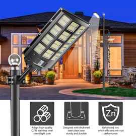 Street Light Pole 10Ft Tall - Outdoor Adjustable Galvanized Metal Street Lamp Post with Mounting Rebar Cage Base