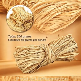 6 Pezzi Rafia Naturale, Rafia Color Naturale per Bouquet di Fioristi Rafia, Ideale per Regali, Decorazioni, Fai Da Te, Tessitura, Decorazione Floreale Da Giardino