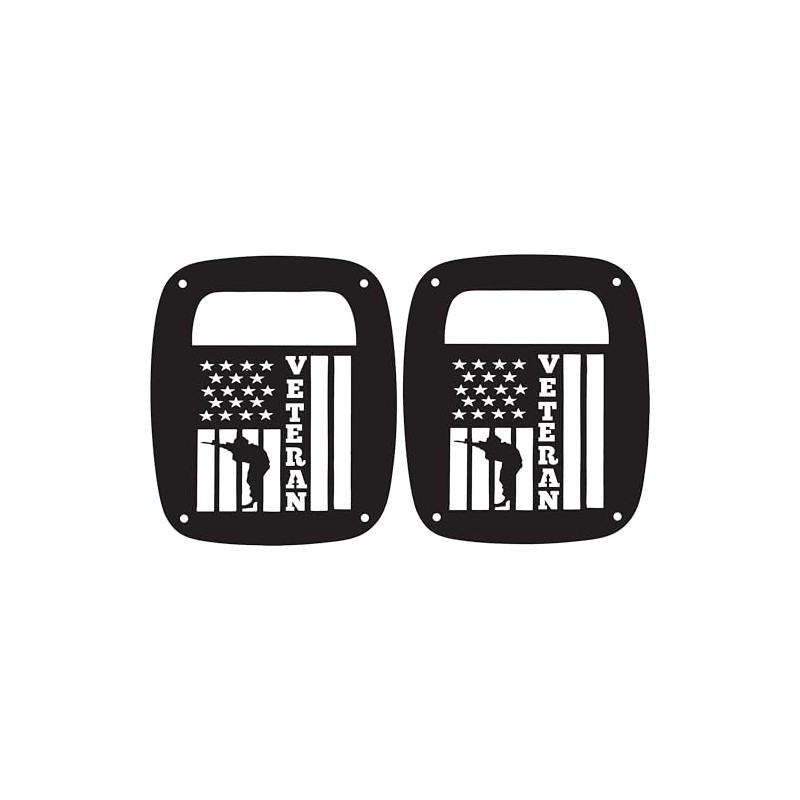 JeepTails Veteran USA American Flag Tail lamp Light Covers Compatible