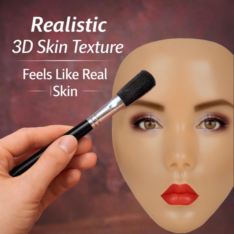 Glinexa5D Silicone Makeup Practice Face – Reusable Mannequin Head with