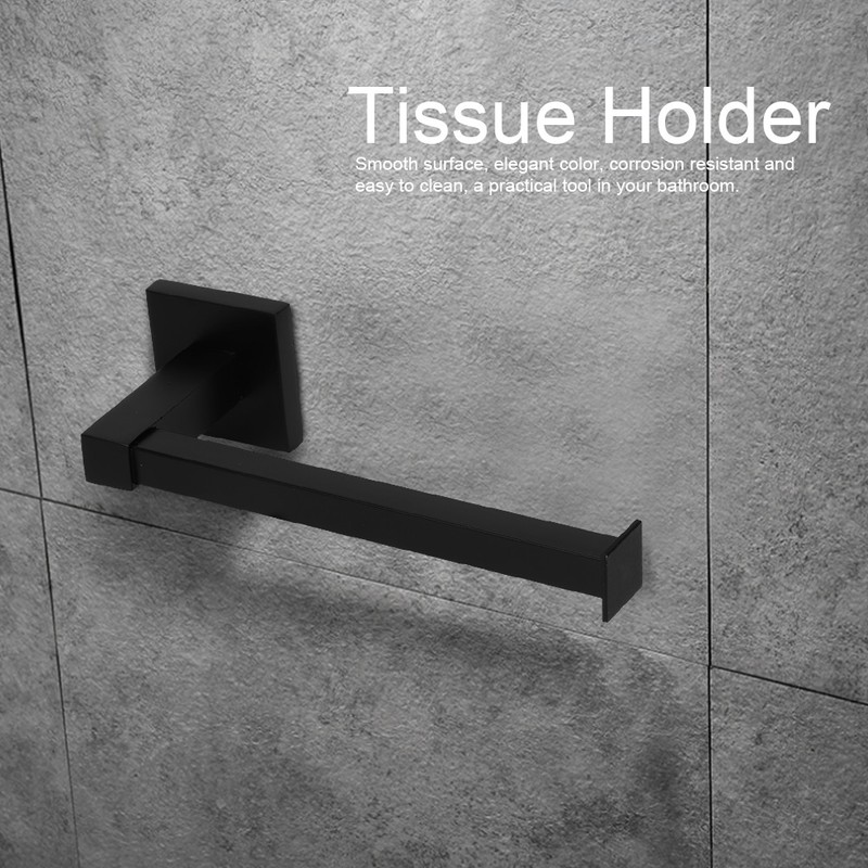 Black Wall Mounted Rack Toilet Roll Paper Holder Bathroom Tissue