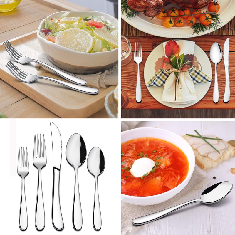 LIANYU 60-Piece Heavy Duty Silverware Set, Stainless Steel Flatware Cutlery