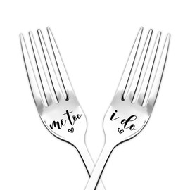 I Do Me Too Forks - Wedding Gifts for Newlyweds Bridal Shower Gifts for Bride Groom Anniversary Birthday Gifts for Couples Marriage Engagament Gifts for Best Friends Couple Fork