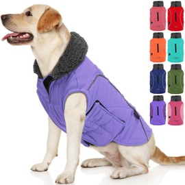 EMUST Winter Dog Coats, Fleece Dog Apparel for Cold Weather, British Style Windproof Warm Dog Jacket for Small Dog Coats for Winter, Purple, XS