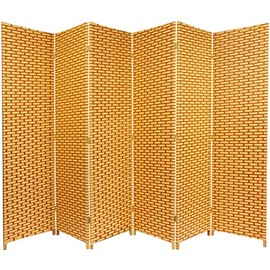 Red Lantern 6 ft. Tall Woven Fiber Natural/Rust-6 Panel Room Divider