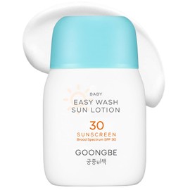 GOONGBE Korean Baby Easy Wash Mineral Sunscreen SPF30, 2.11 fl oz – Zinc Oxide, Vegan, Reef-Safe Sun Lotion for Babies & Kids
