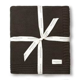 MakeMake Organics Organic Throw Blanket GOTS Certified Organic Cotton Blanket Knit Couch Bed Fall Colors Soft Neutral Cotton Throw Blanket Large (50x60, Charcoal Grey)