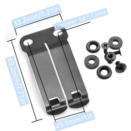 Metal Belt Clips for Kydex Knife Sheaths - 1 Pack IWB Holster Clip Kit with 1.5" Width, Adjustable Cant, Outdoor Knife Accessories for Hunting, Camping & EDC