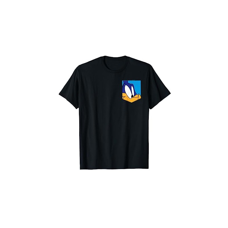 Looney Tunes Roadrunner Face Faux Pocket T-Shirt, black