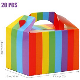 BLLREMIPSUR Pack of 20 Paper Boxes for Cakes, Cardboard Gift Boxes, Rainbow Colour, Kraft Paper Cardboard Gift Boxes for Wedding, Birthday, Christening, Party, Pastry