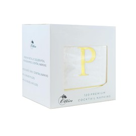 Ottin Monogrammed Letter P 120 Packs Initial Paper Cocktial Napkins 5'' Elegant Metallic Golden Foil Disposable Napkins for Brithday Wedding Party Engagement Baby Shower Bridal Shwer
