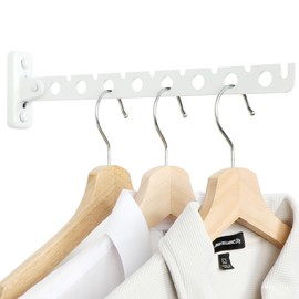 Alise Folding Clothes Hanger Rack, Stainless Steel Wall Mounted Drying Rack, Space Saving Laundry Hanging Rack for Laundry Closet Bedroom Bathroom, Brushed White