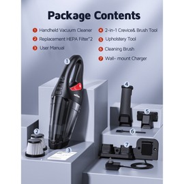 Hommak 2024 Hommak Handheld Vacuum car Vacuum  6KPa Cordless Rechargeable For House